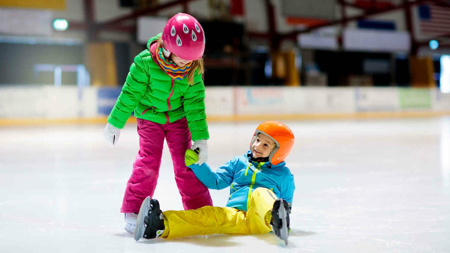 kids playing ice skating